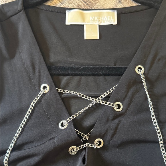 MICHAEL Michael Kors Black Top with Silver Chain Accents - Picture 2 of 7